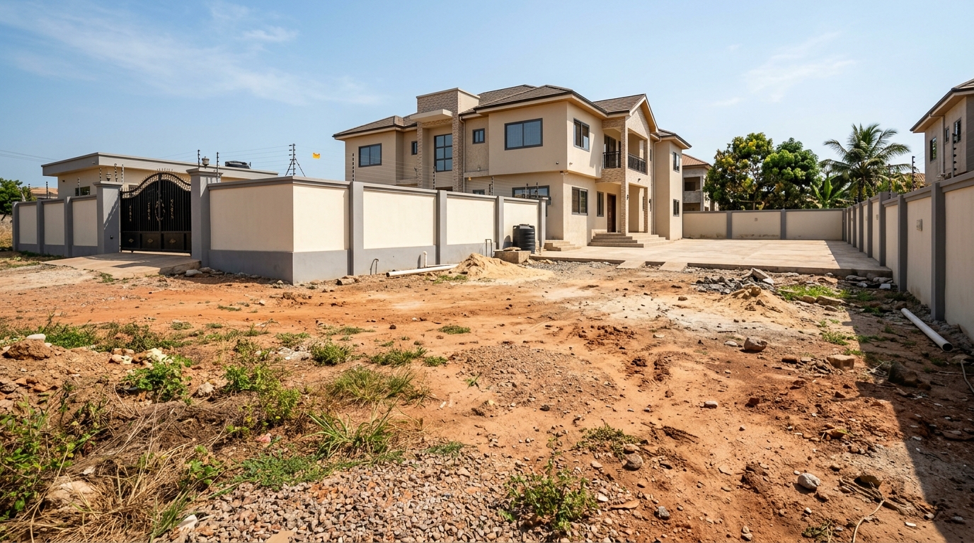 Raw compound in Accra before landscaping